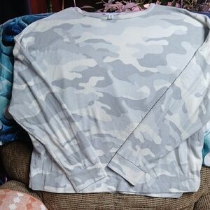 Time and Tru Blue and White Patterned Shirt